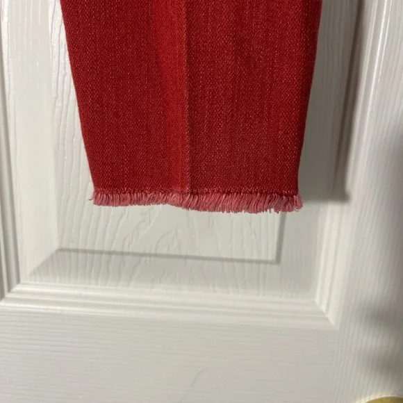 Ann Taylor Women’s 8 Petite Skinny Jeans Red Raw Hem High Waist Casual Valentine - Picture 8 of 10